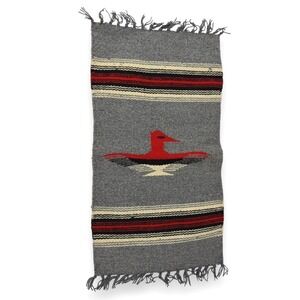 Vintage Chimayo Hand Made Rug Placemat Thunderbird Native American Wool
